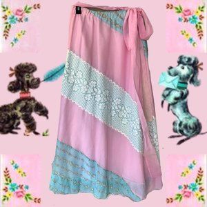 Vtg 70s pastel Chessa Davis wrap skirt